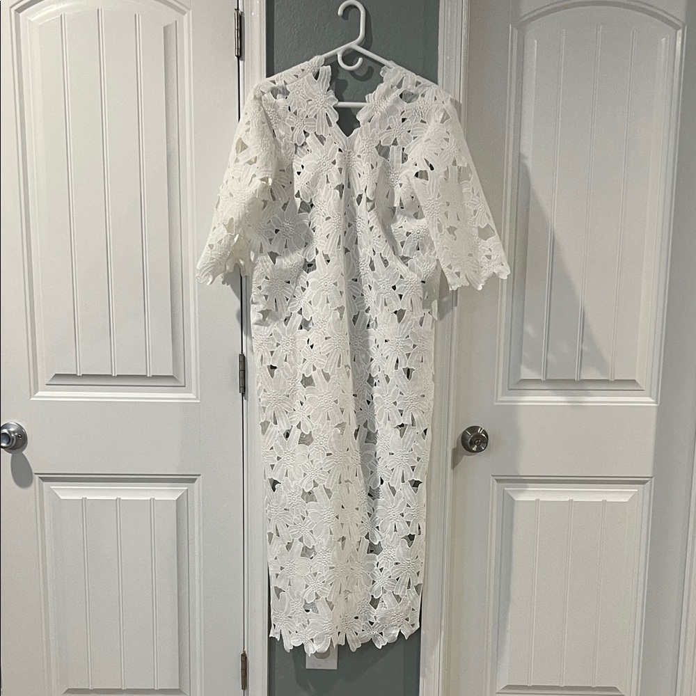 White Floral Lace Swim Coverup